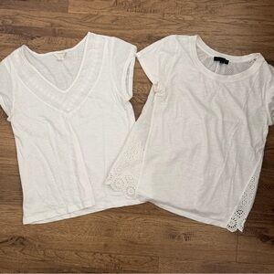 Lot 2 $98 Caslon & Sanctuary Embroidered Eyelet Cotton Shirt, White, S & XS